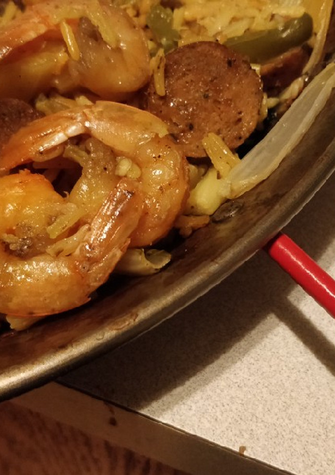 Una foto de Paella