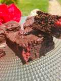 Brownies with raspberries