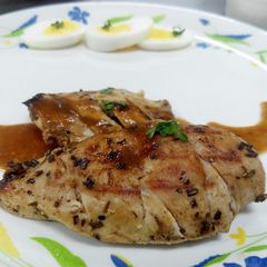 A picture of Grilled Chicken with Espagnole Sauce.