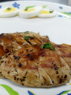 A picture of Grilled Chicken with Espagnole Sauce.
