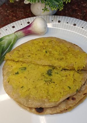 A picture of Mooli (radish) stuffed paratha/ Easy steps new tricks paratha 😋👌.
