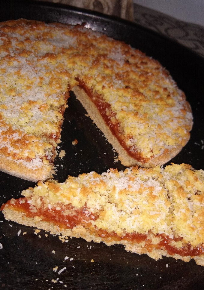 Una foto de Tarta de coco y membrillo Integral saludable! VEGAN y fácil❤️