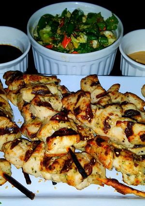 A picture of Mike's Chicken Yakatori & Chilled Asian Ginger Slaw.