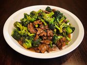 A picture of beef and broccoli
