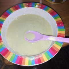 A picture of Rice and banana puree.