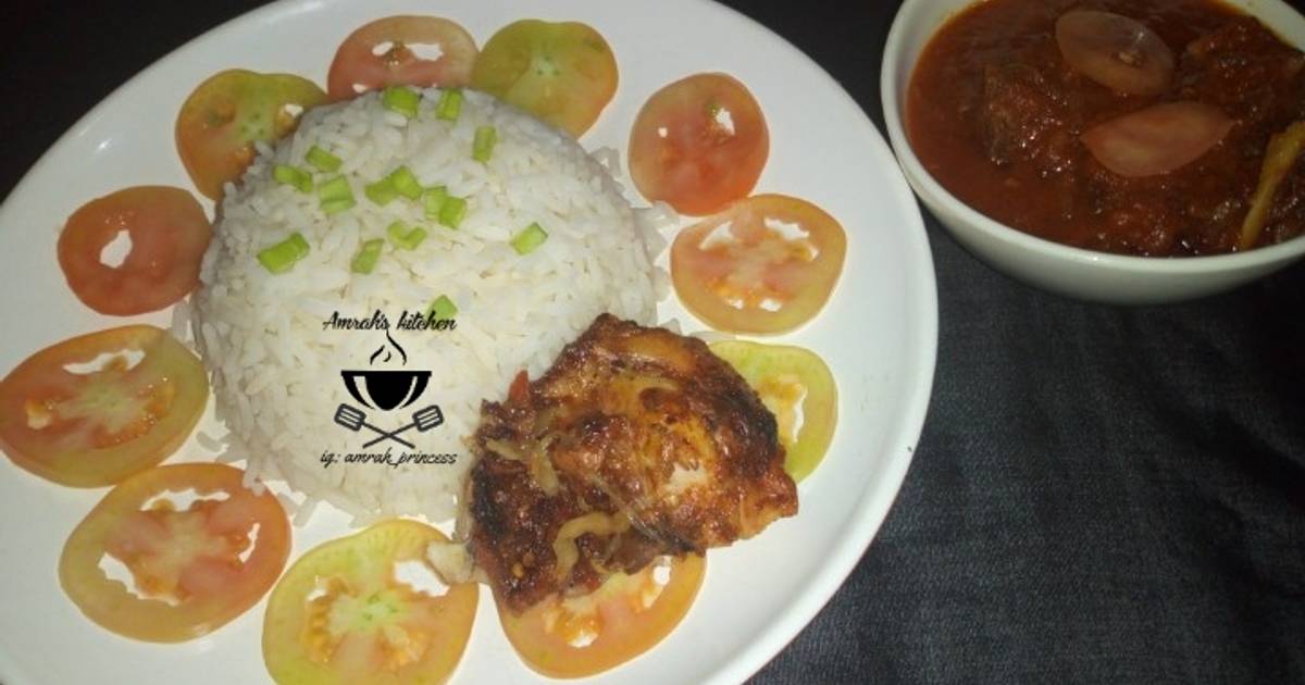 White rice and stew Recipe by Princess Amrah Cookpad