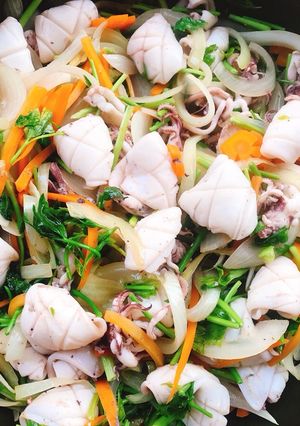 Hình của món Mực xào.