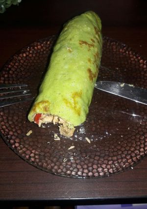 Una foto de Panqueques de espinaca rellenos de salmón