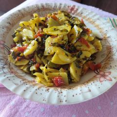 A picture of Potato with spring onion fenugreek leaves.