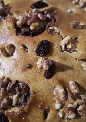 Una foto de Bizcocho de pasas, nueces y crema de cacao