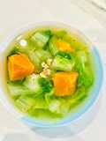 Canh Bí Đỏ Cải Bẹ Dún Nấu Tôm