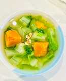 Canh Bí Đỏ Cải Bẹ Dún Nấu Tôm