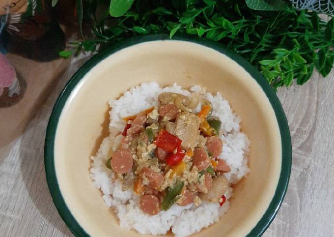 Resep Rice Bowl Orak-Arik Pelangi yang Enak Banget