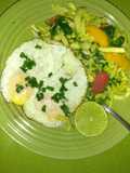 Huevos estrellados con arroz mixto