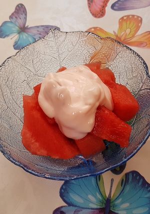 Foto principal de Sandía con salsa de yogurt