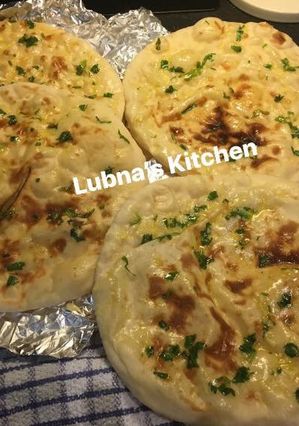 A picture of HOMEMADEYogurt & garlic Naan.