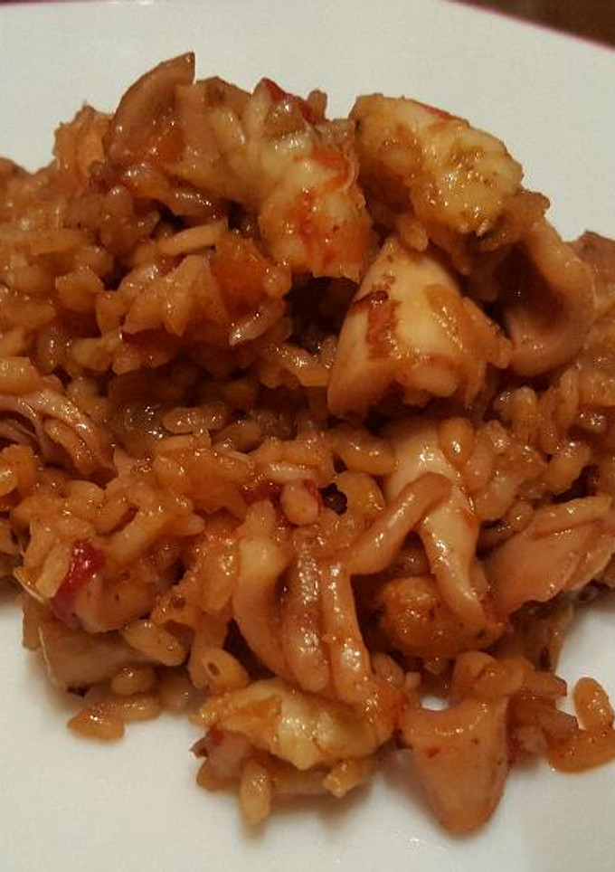 Una foto de Risoto de langostinos y chipirón