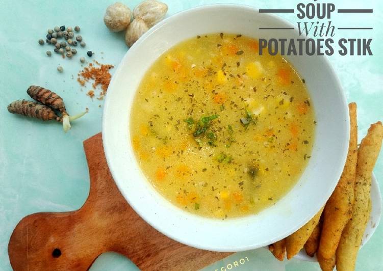 Creamy Corn Soup With Potatoes Stik