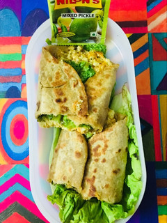 A picture of Paneer bhurji chapati roll.