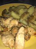 Slices de pollo con papa gratinada