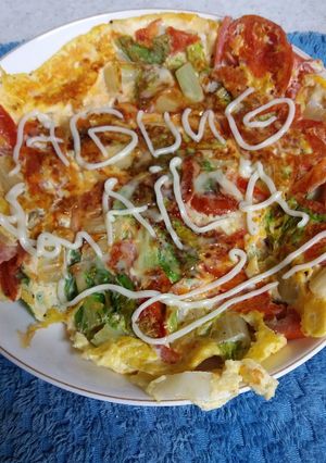 Foto resep 4 T dadar(telur tomat) dan sayur sawi hijau