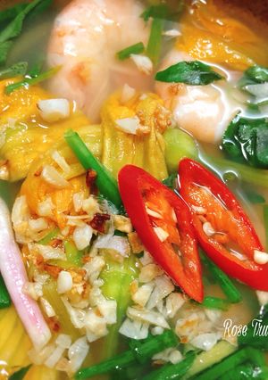 Hình của món Canh Chua Tôm Bông Bí.
