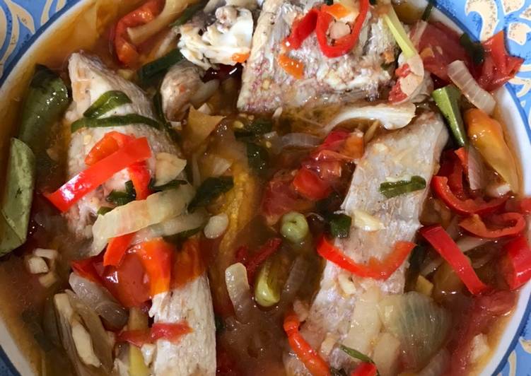 Cara Gampang memasak Steam Ikan kakap Merah 🐟, Lezat Sekali