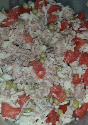 Una foto de Arroz Primavera con Picadillo