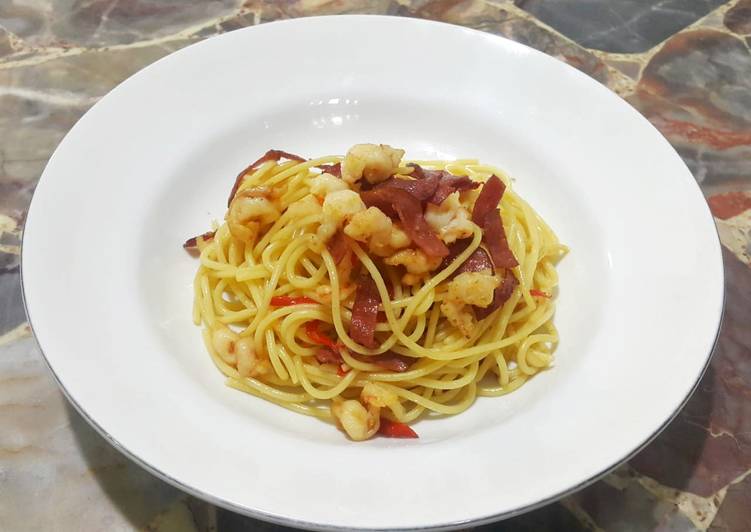 Resep Garlic Butter Sphagetti with Prawn Anti Gagal