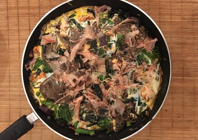 Japanese inspired salmon and soba frittata