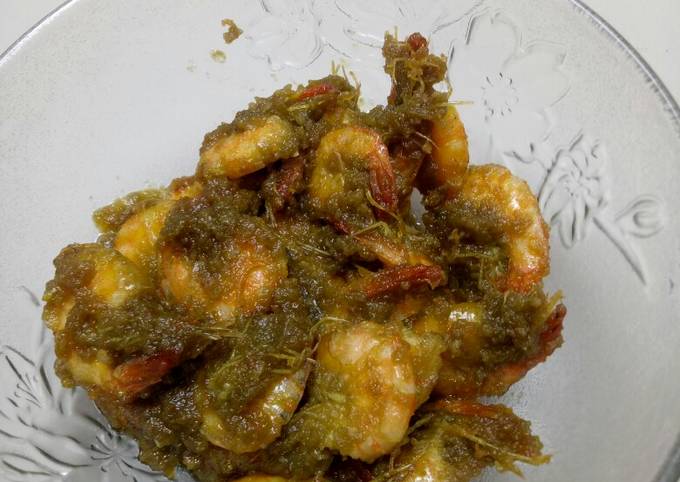 Udang sambel hejo manis pedas gurih