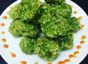 Hình của món Chả cá chiên cốm.