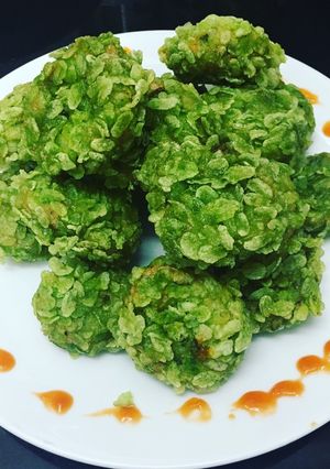 Hình của món Chả cá chiên cốm.