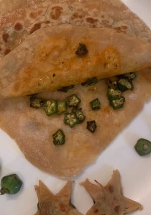 A picture of Achari lady finger paratha.