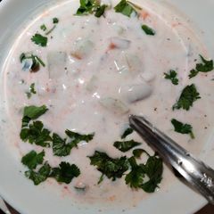 A picture of Cucumber Onion Raita.