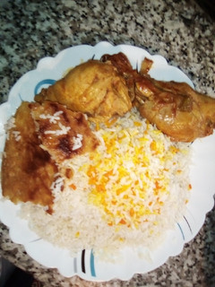عکسی از دستور برنج و مرغ خودم پز 😋