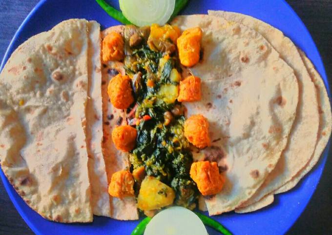 Recipe of Quick Palong shak ghonto or Spinach mixed vegetable Curry