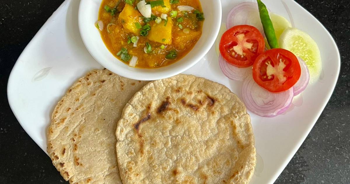 Jowar bhakri with Spicy Potato 🥔 Subzi (today’s lunch) Recipe by Alka ...