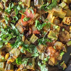 Bhindi do pyaza A picture of Bhindi do pyaza.