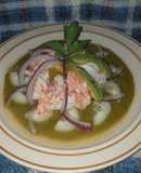 Aguachile de camarón en salsa de mango