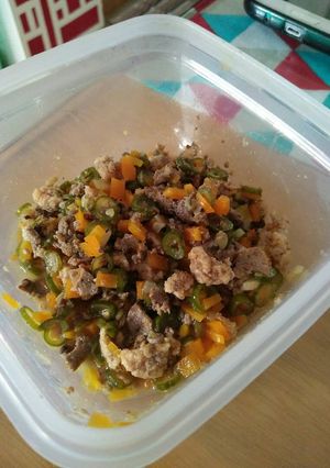 Foto resep Mpasi 1Y+: Tumis kacang panjang ati daging ayam saos tiram