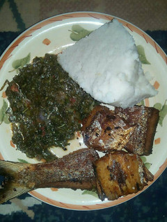 A picture of UGALI, MCHICHA, and MARINATED FISH.