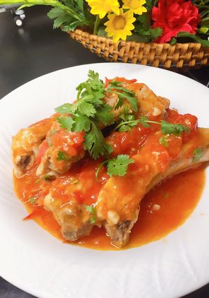 Hình của món Sườn nướng sốt cà chua,bơ..