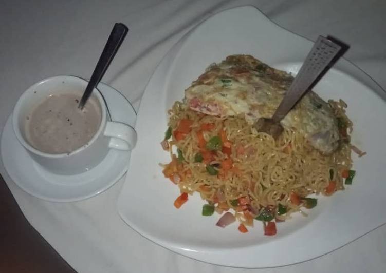 Steps to Prepare Speedy Indomie and egg wit hot tea 😉