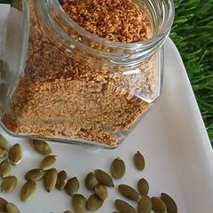 A picture of Roasted Pumpkin seeds masala powder or chutney.