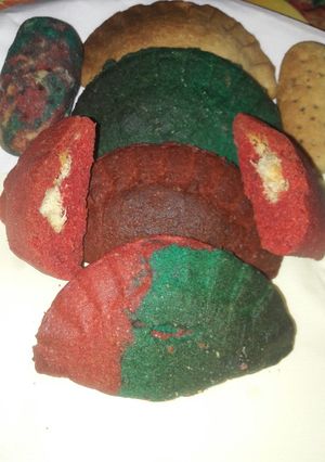 A picture of Coconut cookies with coconut filling using meat pie cutter.