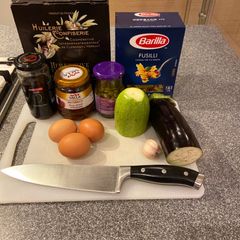 A picture of Simple Fusilli vegetarian pasta.
