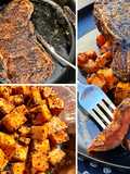 Coffee and Spice Rubbed Wagyu Strip Steak Over Butternut Squash