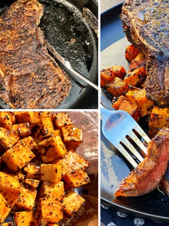 Easy Way Make Recipe Coffee and Spice Rubbed Wagyu Strip Steak Over Butternut Squash that is Perfect, So Delicious}
