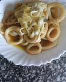 Aros de calamar con salsa Lea &Perrins (Worcester)